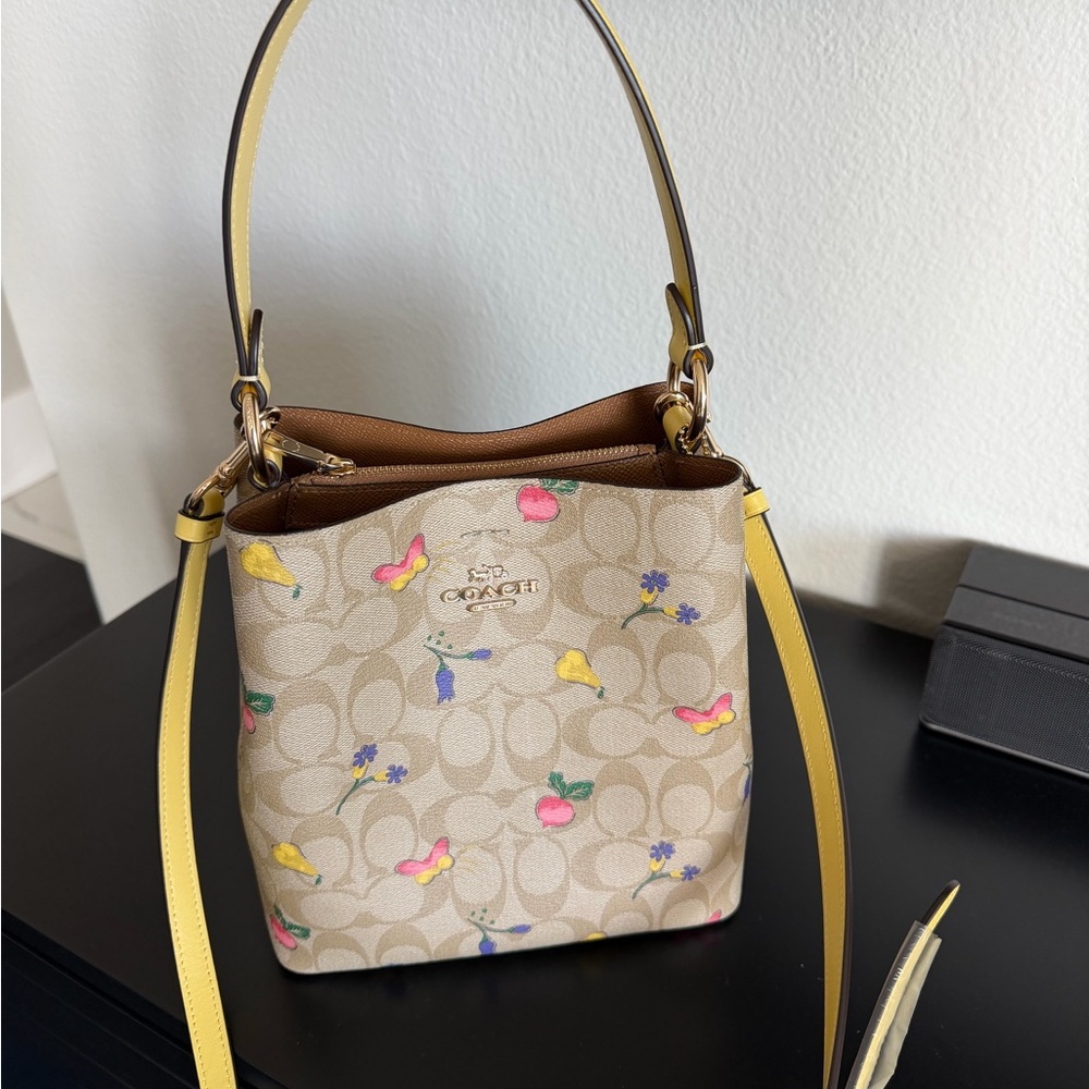 Coach Beige Floral Shoulder Bag